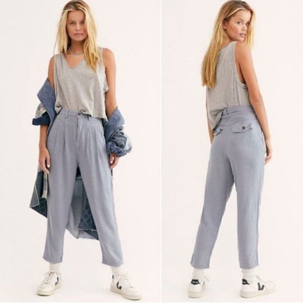 ✨ We the Free Faded Love Linen Blend High-Rise Pleated Front Pants Wave Blue 27